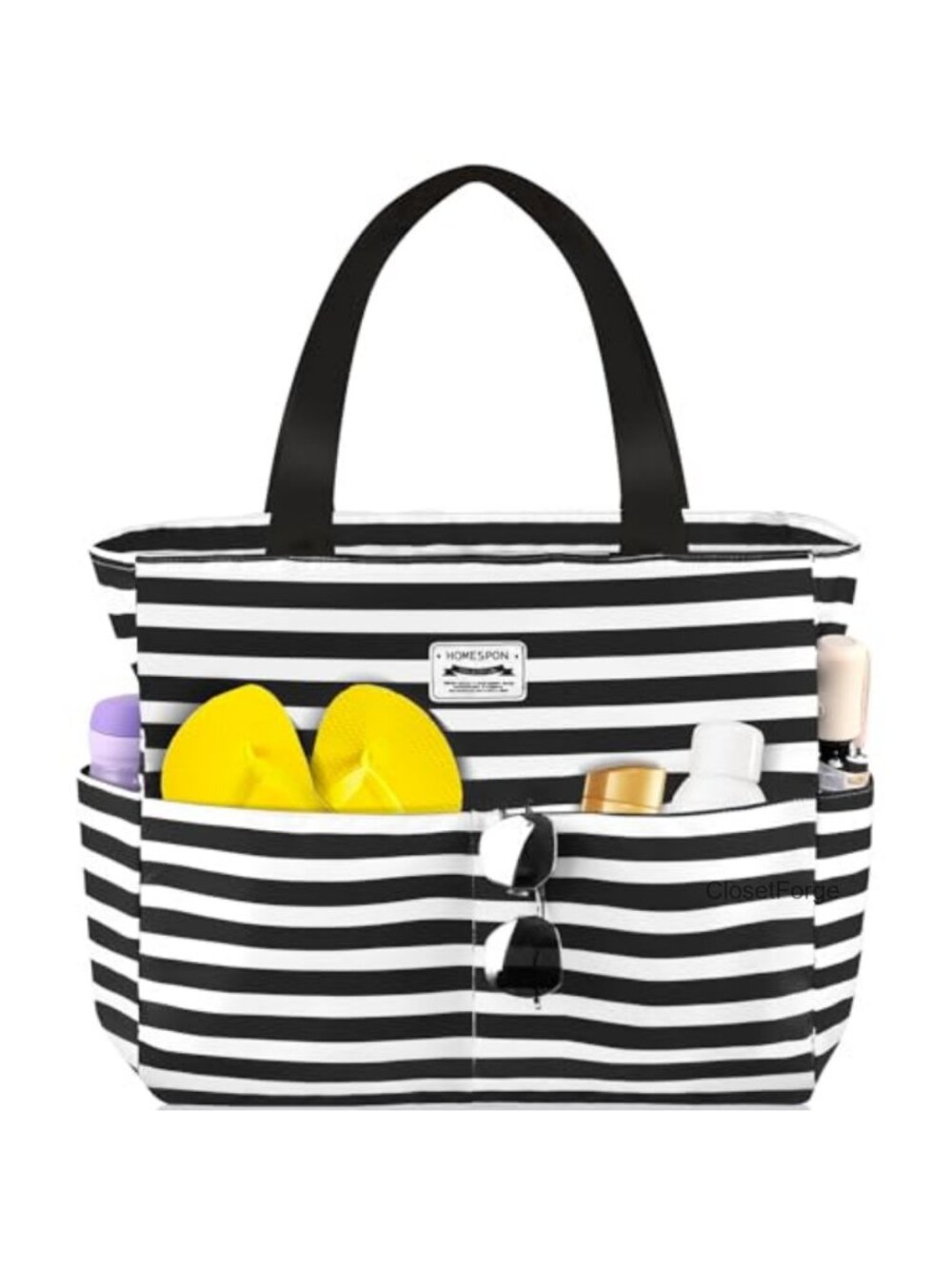 Large Waterproof Beach Tote Bag with Pockets, Zippered Pool Gym Travel Bag